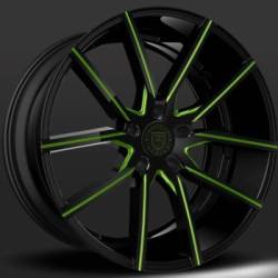 Lexani Gravity Black with Green Accent Wheels